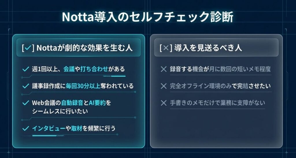 口コミから見える「Nottaが向いている人・向いていない人」