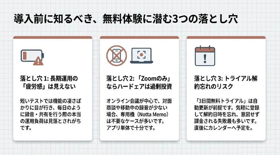 Notta Memo 無料体験で見えた注意点 無料だけでは足りない場面
