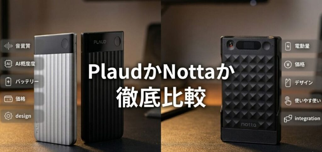 Plaud Note ProとNotta Memoを7項目で徹底比較