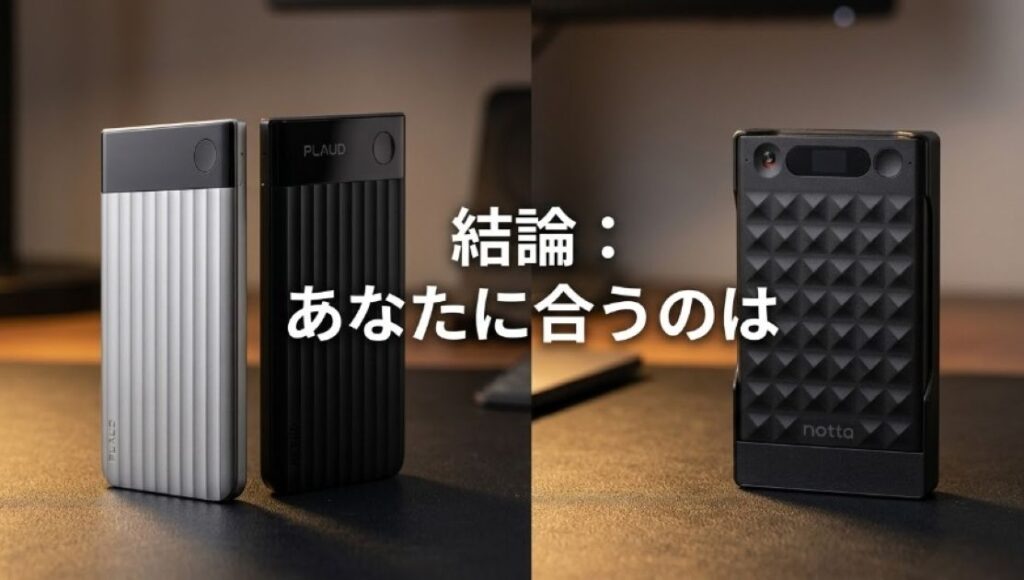 結論：Plaud Note ProとNotta Memo、あなたに合うのはこっち