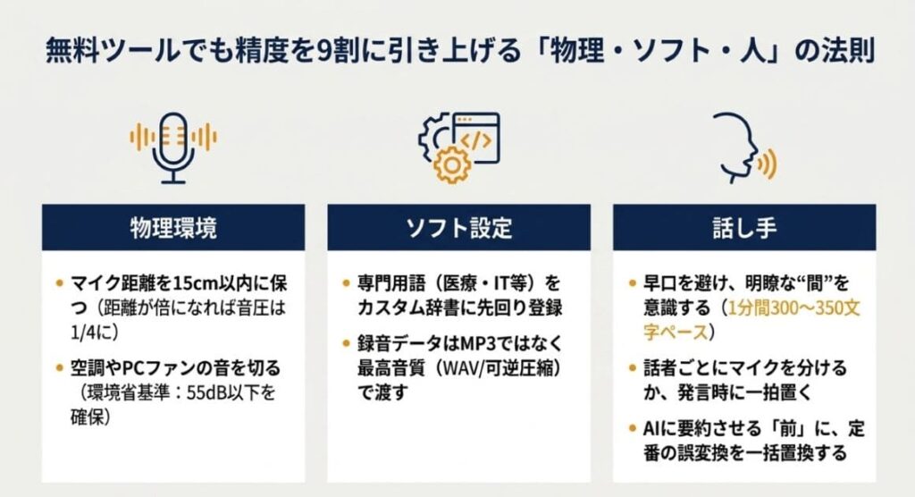 AI文字起こし無料おすすめ高精度の精度を極限まで引き上げる7つのコツ