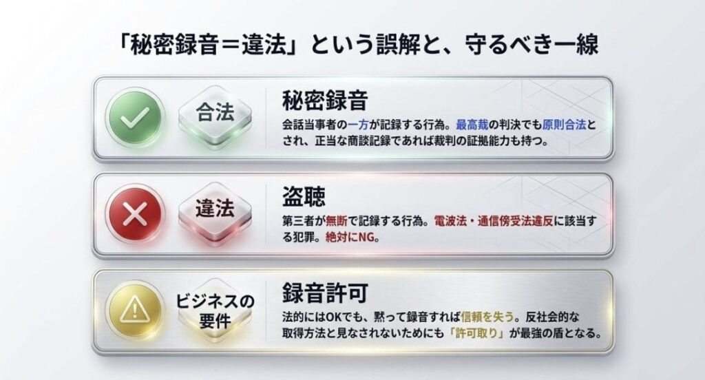 商談を録音するのは違法？営業パーソンが知るべき法律の基礎知識