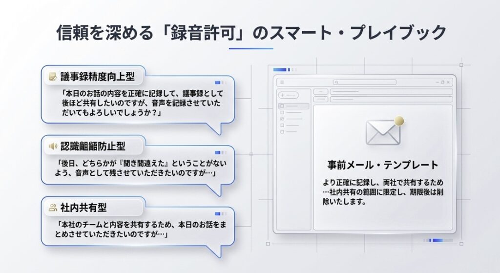 【そのまま使える】商談録音の許可をもらうトーク例とメールテンプレート
