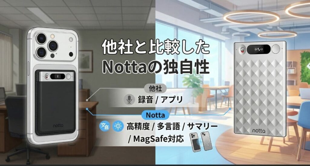 他のAIレコーダーと比較したNottaの独自性