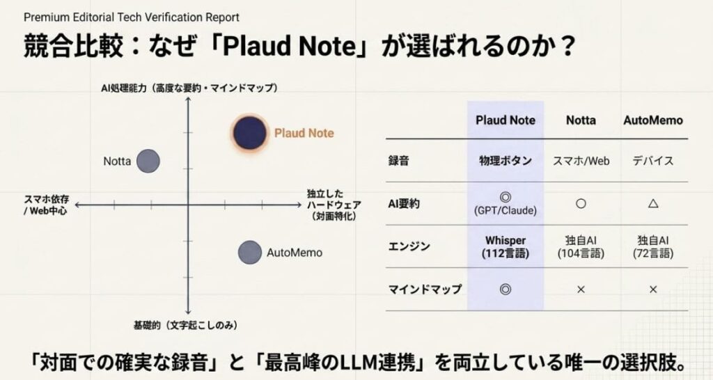 Plaud Note vs 競合AIレコーダー｜精度で選ぶならどれ？