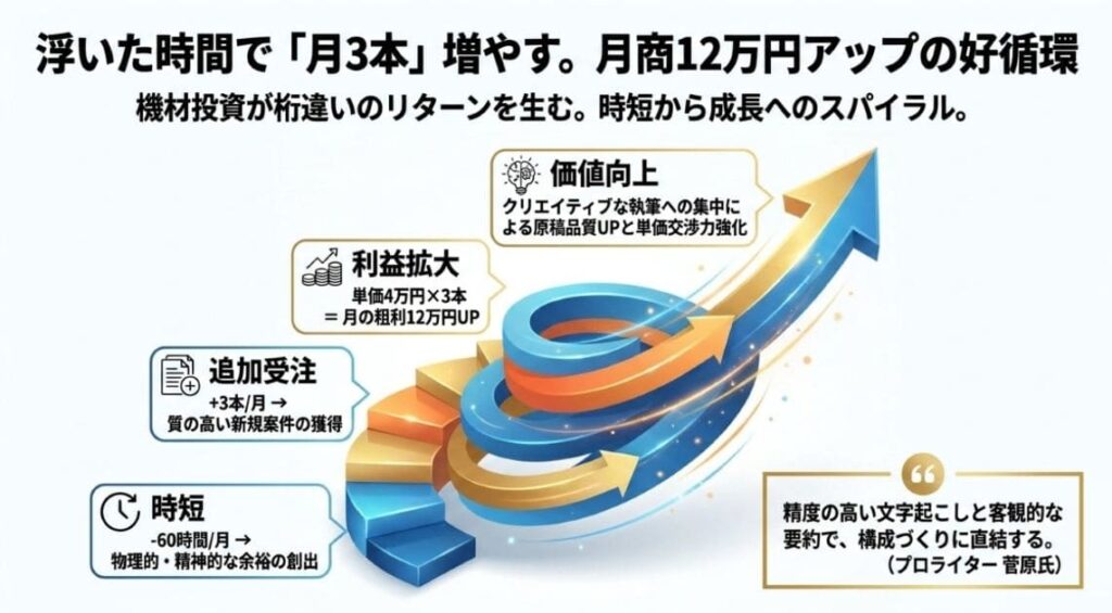 月3本増やせば粗利は月12万円規模アップ（単価4万円×3本の試算）