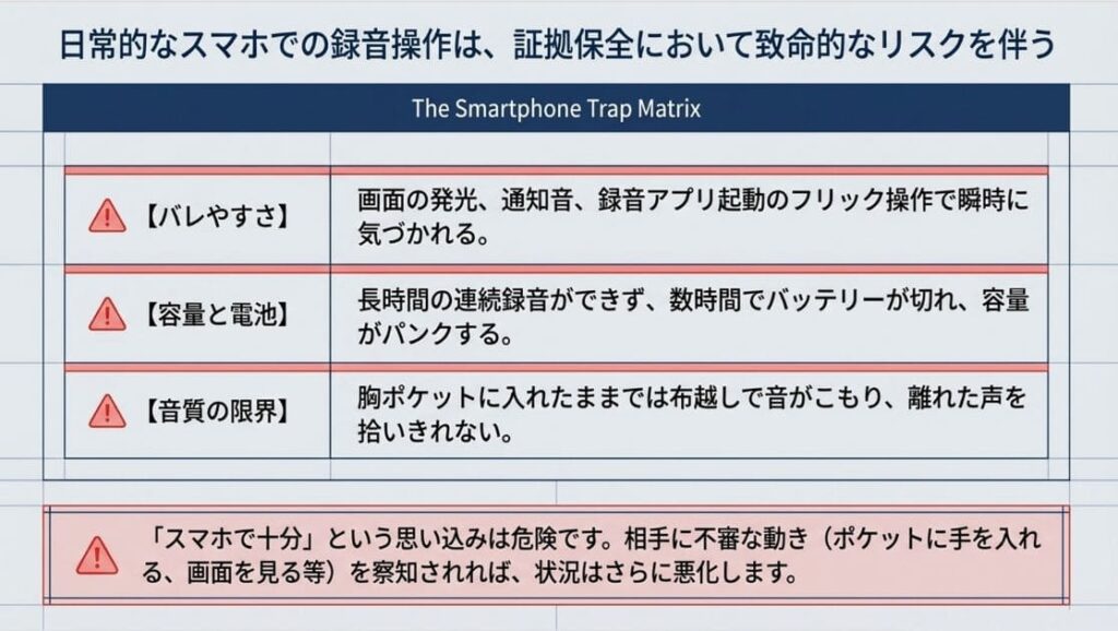 スマホ録音の3つのリスク