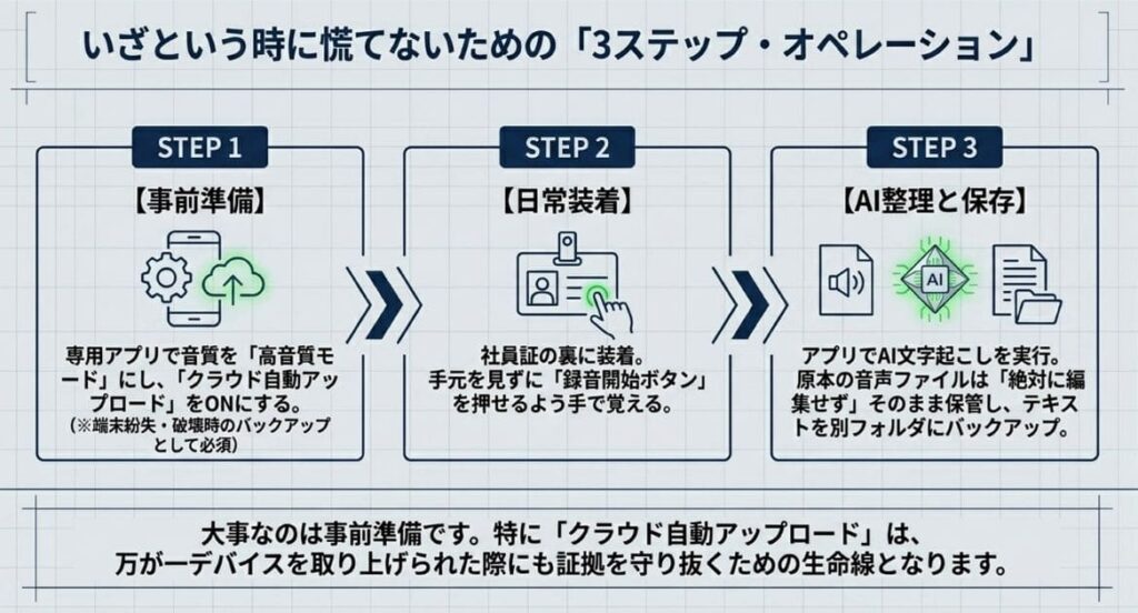 Plaud NotePin Sでパワハラ証拠を録音する手順