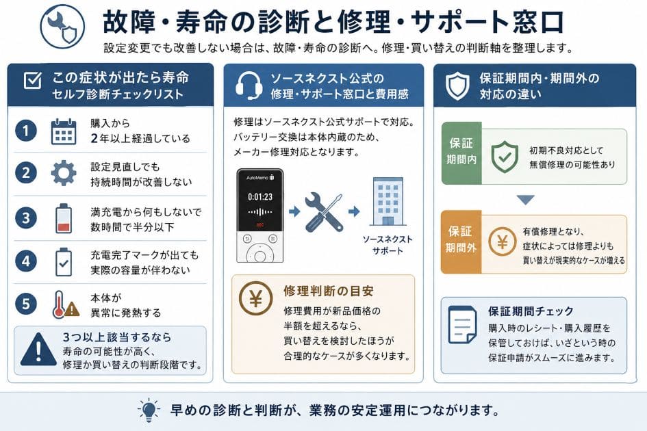 故障・寿命の診断と修理・サポート窓口