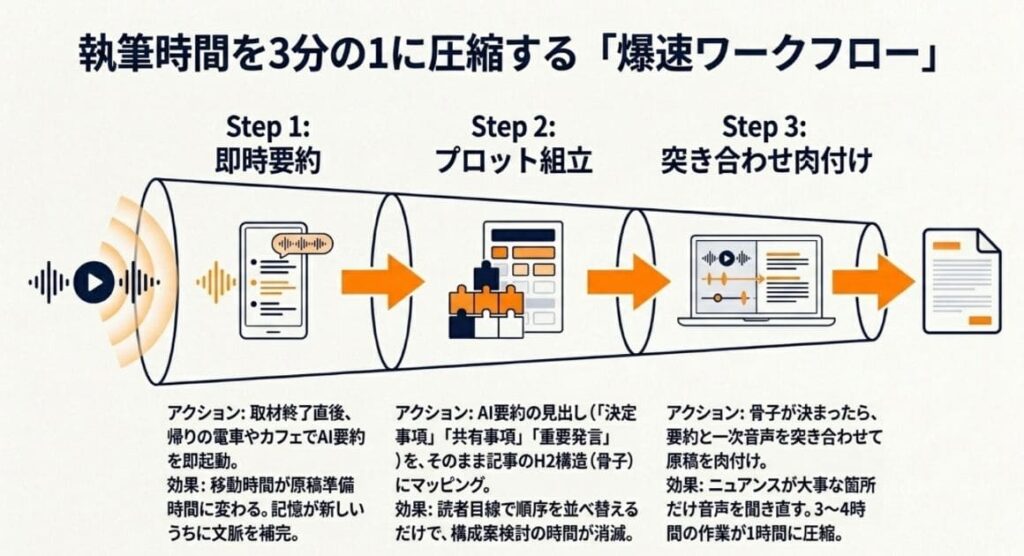 AI要約→記事構成案・見出し作成への転用ワークフロー