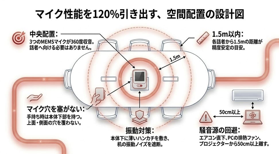 【精度UP】3マイク構成を活かす設置と話し方のコツ