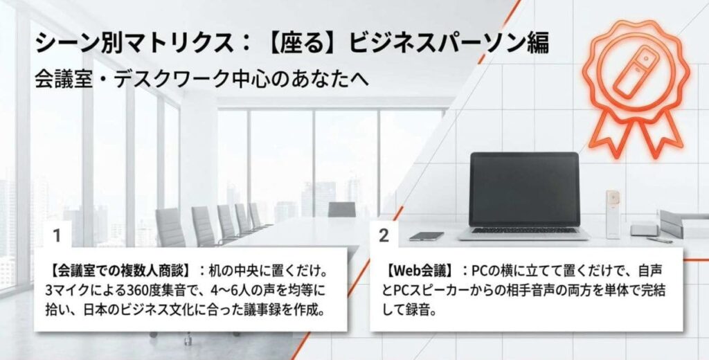 学会・講演・取材（マイク性能と装着位置で選ぶ）