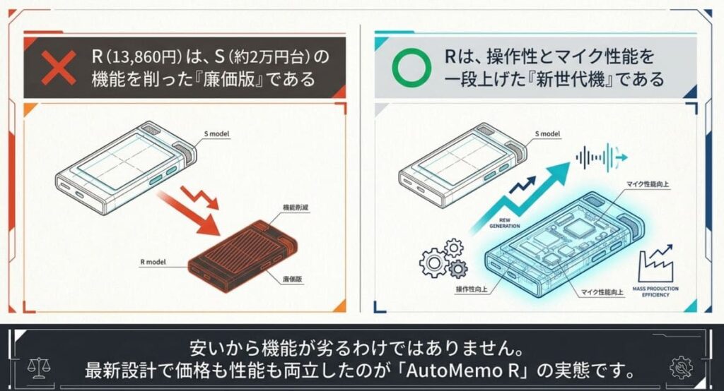 AutoMemo R と AutoMemo S 違いの全体像｜5つの決定的差分マップ