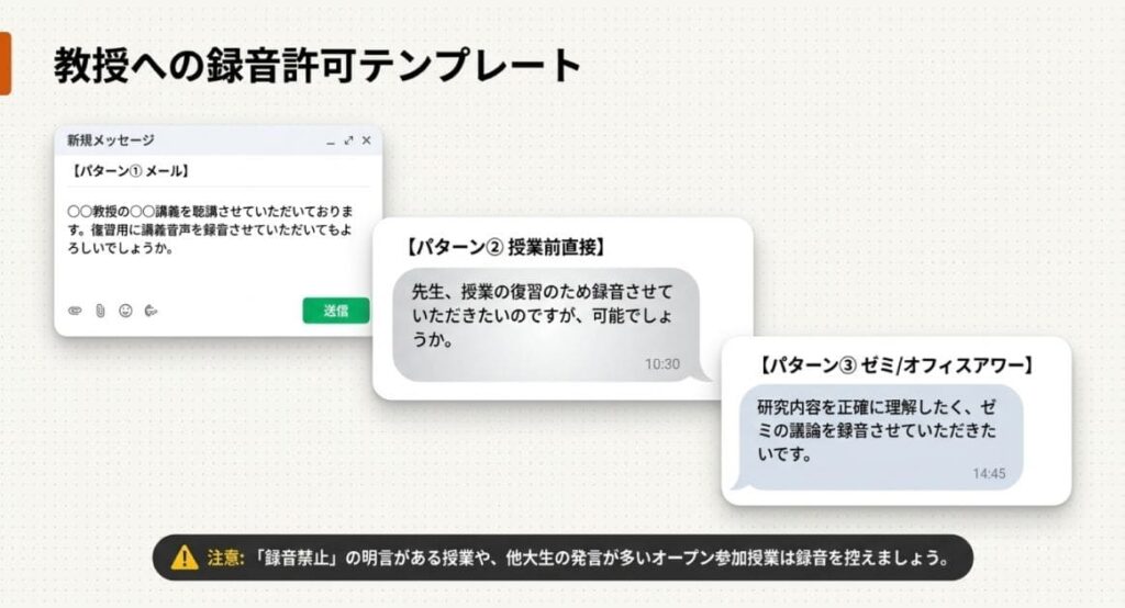 教授への録音許可マナー・テンプレート