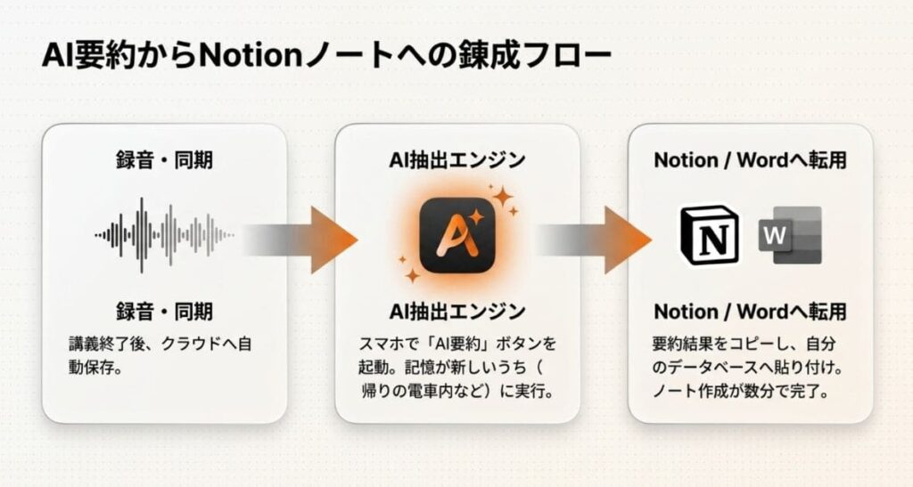 AI要約→Notion/Wordノート錬成ワークフロー