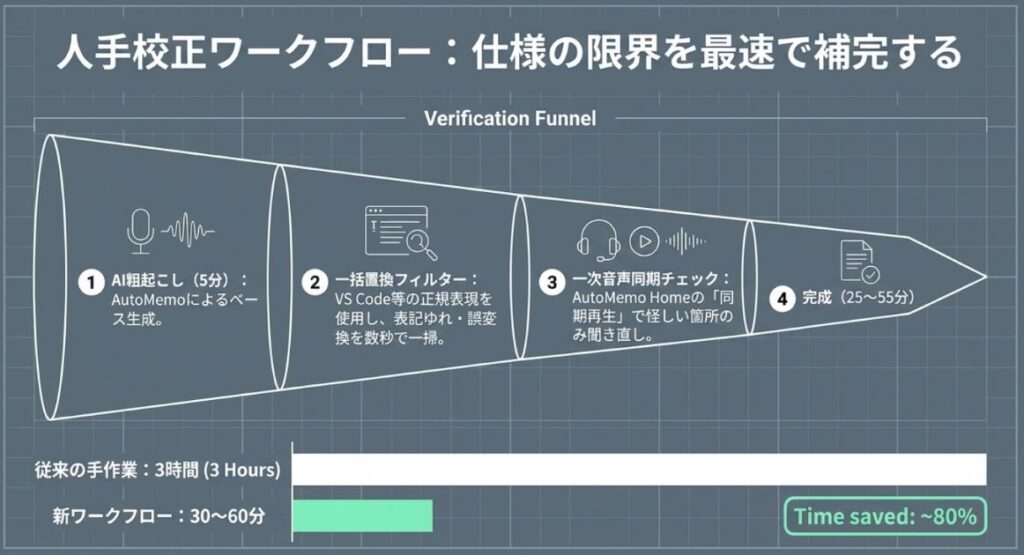 仕様の限界を補う人手校正ワークフロー