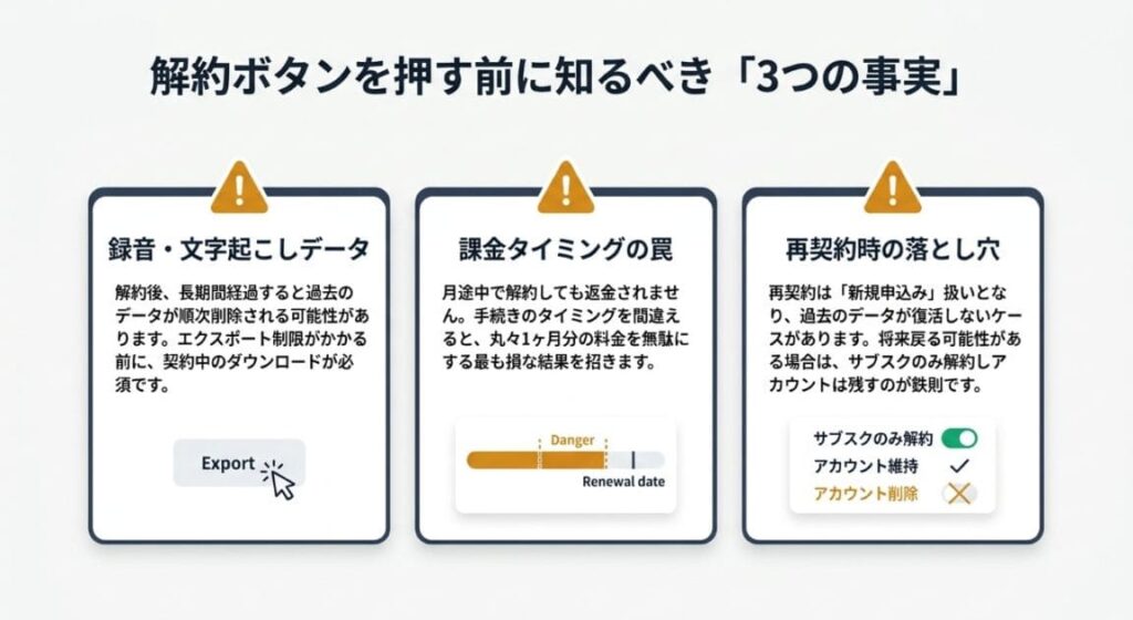 解約前に必ず確認したい3つの注意点