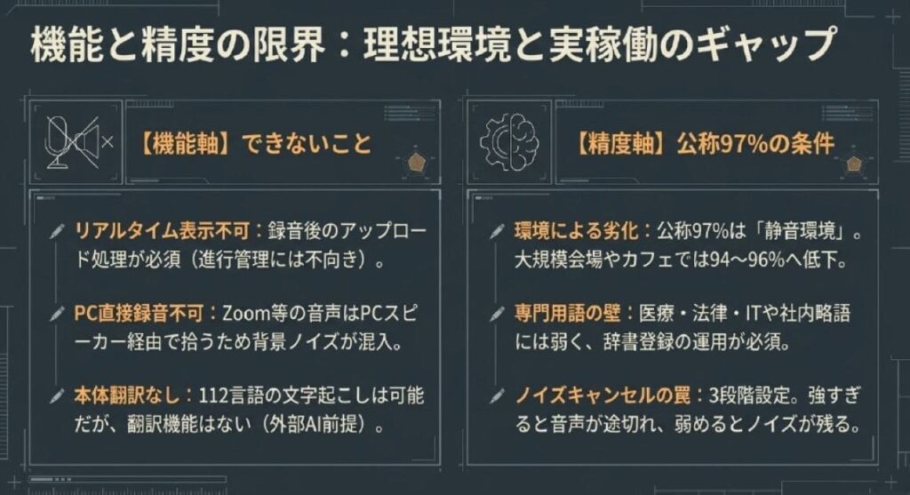 【機能軸】Plaud Noteのリアルタイム文字起こし不可・PC音声録音不可の限界