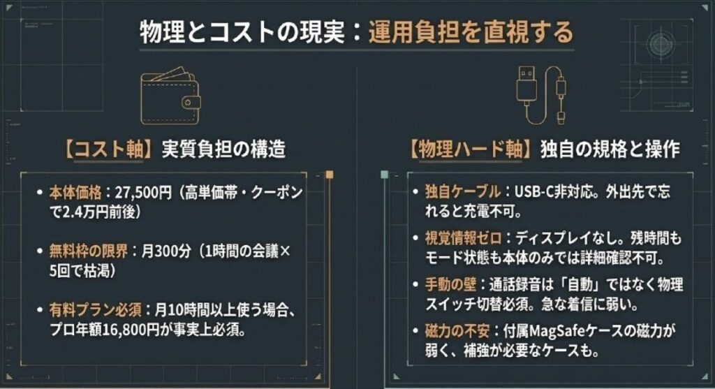 【コスト軸】Plaud Noteの本体27,500円＋月額サブスクの実質負担