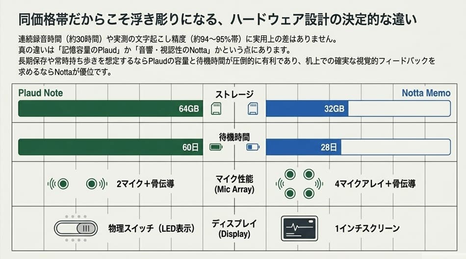 録音時間・ストレージ・待機時間