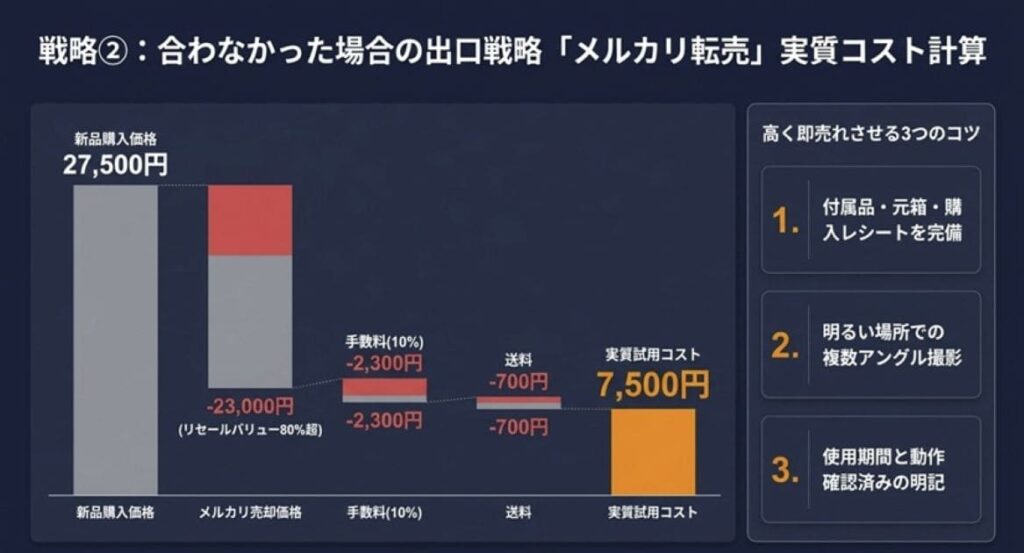 【出口戦略】合わなかった時の「メルカリ転売」実質お試し計算書