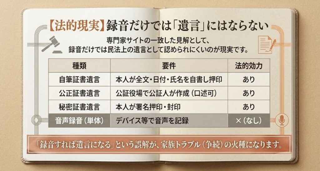 【最重要】録音した遺言に法的効力はあるのか｜民法の規定を確認