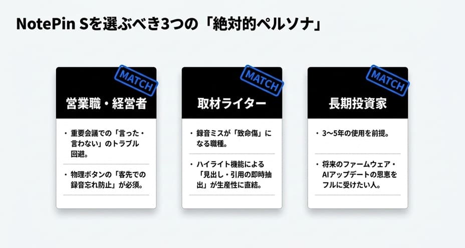 【独自】最新の安心感ならNotePin S｜こんな人に向く詳細ペルソナ
