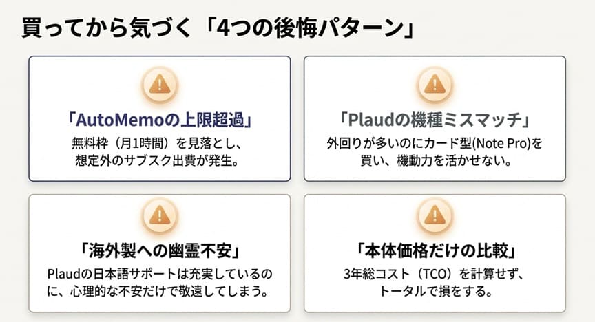【独自】購入後の後悔パターン4選｜よくある失敗と最終チェックリスト