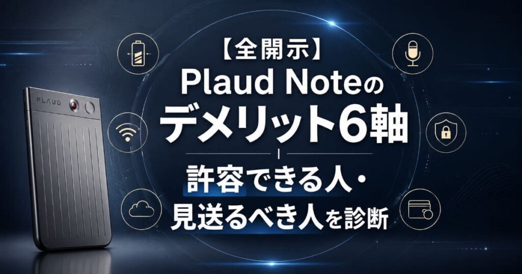 【全開示】Plaud Noteのデメリット6軸｜許容できる人・見送るべき人を診断