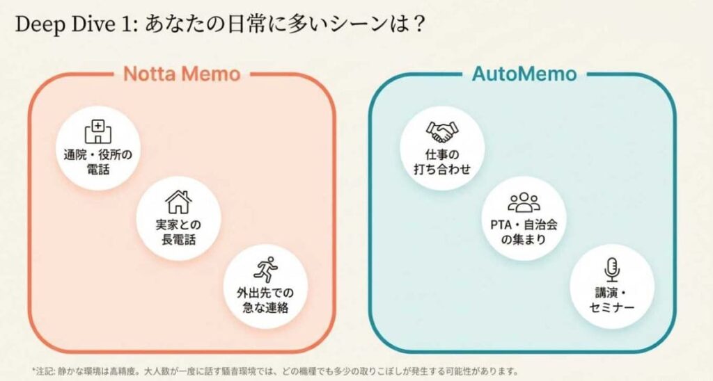 ①使うシーン（通話か、会議か）